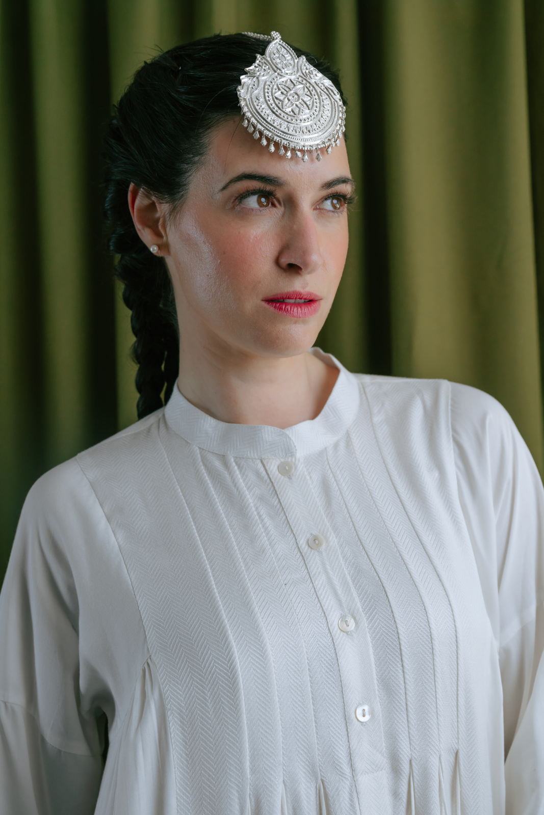 Tiered Dress with Button Down Yoke