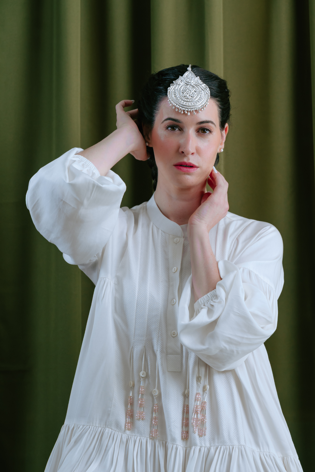 Tiered Dress with Button Down Yoke