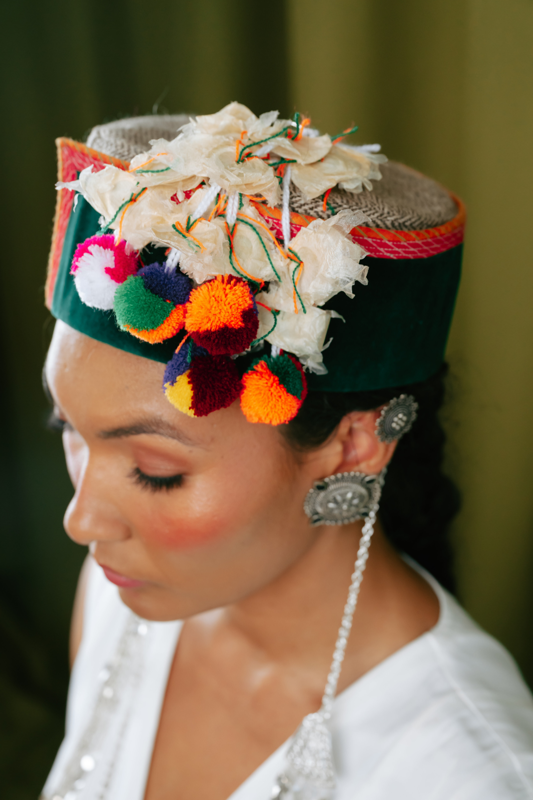 Ivory Angular Panelled Dress With Flare, tassel Detail And Pockets