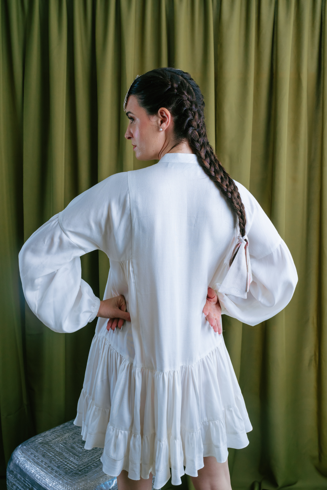 Tiered Dress with Button Down Yoke